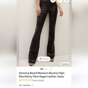 NWT Veronica Beard Beverly HIGH RISE  Skinny Flare FAUX Leather PANTS 28